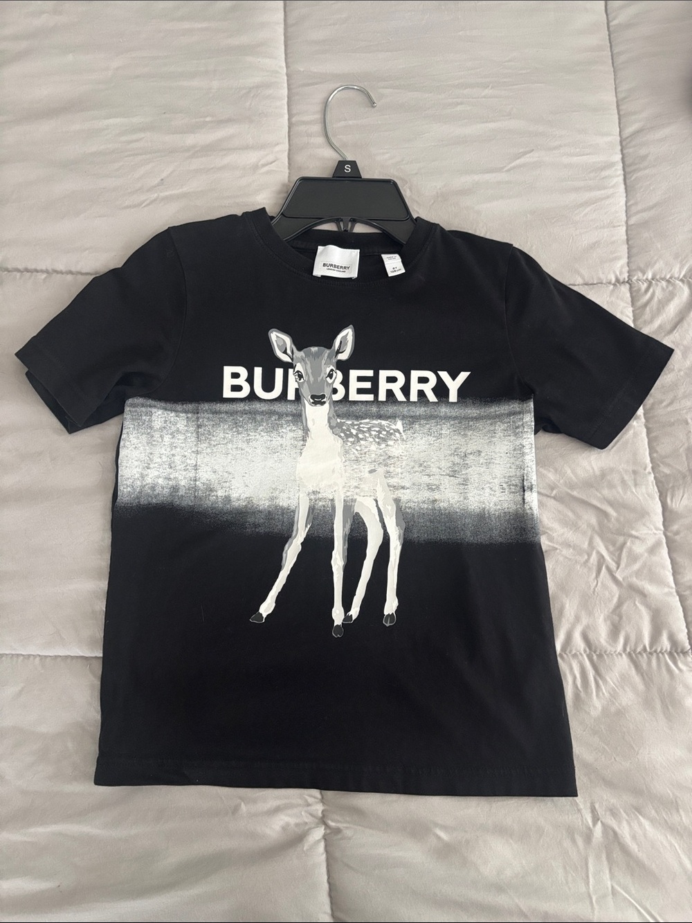 Burberry Black Tee with White Deer Graphic